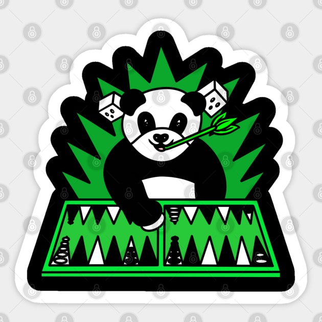 Funny panda play backgammon Sticker by Andrew Hau